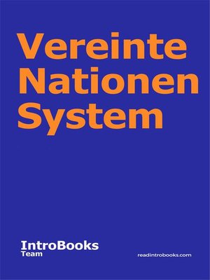 cover image of Vereinte Nationen System